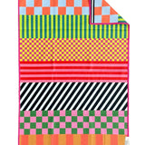 Crae Riglee double-sided microfiber hand towel, 17x27 in, bold color block checks and stripe patterns.