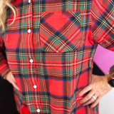 Jolly Santa Rhinestone Flannel Top