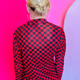 Red & Black Checkered Mesh Top