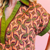 Terra Cotta Abstract Ruffle Mini Dress