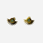 Bara Boheme elegant deco green opal stud earrings, waterproof 14K gold filled.