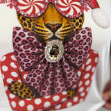 Peppermint Glam Leopard Brooch Tee (White)