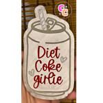 Diet Coke Girlie freshie shaped like a classic Diet Coke can air freshener.