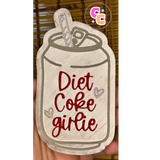 Diet Coke Girlie freshie shaped like a classic Diet Coke can air freshener.