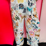 Lightweight wide-leg dog beach pants with drawstring waist.