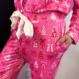 Pretty Pink Christmas Ruffle Pajama Set