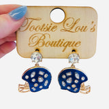 Blue Football Helmet Earrings