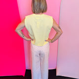 Floral & Gingham Printed Denim Pants