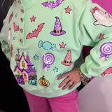 Pastel Haunt & Sparkle Button Down Pullover