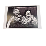 Funny friendship card with two laughing women and humorous quote.