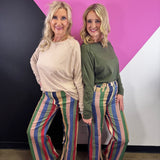 Multicolor Stripe Wide Leg Pants