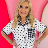 Gingham Polka Dot Ruffle Pajama Set