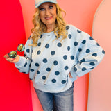 Poppy & Pine Blue Polka Dot Crop Sweatshirt