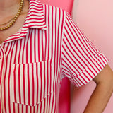 Pink Stripe Collared Tee Dress