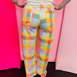 Poppy & Pine Madras Plaid Barrel Pants