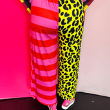 Burnt Toast Wild Animal Neon Half & Half Cropped Pants