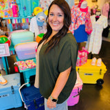 Coco/Olive Colorblock V-Neck Top