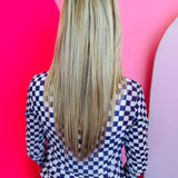 Purple & White Checkered Mesh Top