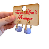 Periwinkle Blue Resin Hoop Earrings (Water Resistant)