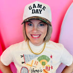 Camo Game Day baseball cap with raised embroidered lettering and adjustable strap