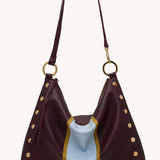 Hammitt Kyle Large Regatta Stripe handbag with multicolor leather and gold hardware.