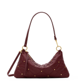 Hammitt Kyle Med cherrywood oxblood red quilted leather handbag with brushed gold hardware and adjustable crossbody strap.