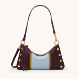 Hammitt Kyle Small Regatta Stripe handbag with multicolor leather and gold hardware.