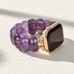 Healing Amethyst Apple Watch stretch band with faceted purple gemstone beads.