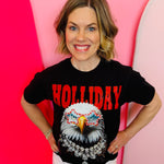 Holliday Eagles bling tee with rhinestone mascot and jeweled collar detail