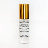 Weaver travel size eau de parfum with cucumber, iris, musk, leather, and smoky wood notes