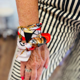 Red Print Scarf Triangle Charm Necklace