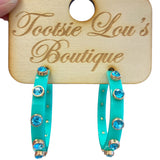 Mint Rhinestone Hoop Earrings