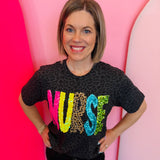 Dark Leopard Nurse Appliqued Tee