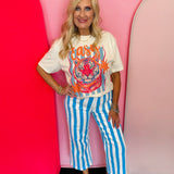 Easy Tiger Orange & Blue Blingy Tee