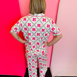 Pretty Lattice Bow Ruffle Pajama Set