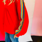 Velvet Trim Red Sweatshirt
