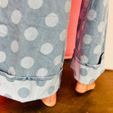 Denim Polka Dot Wide Leg Pants