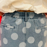 Denim Polka Dot Wide Leg Pants