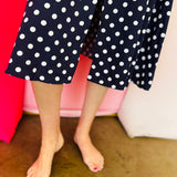 Navy Polka Dot Annie Midi Zipper Dress