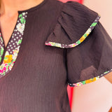 Daisy Polka Dot Ava Flutter Sleeve Blouse