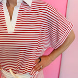 Ruby Striped Collared Shorts Set