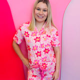 Spotted In Bloom Ruffle Pajama Set
