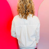 White Oversized Button Up Top