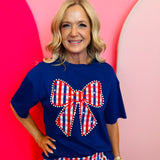 Blue Gingham Glory Bow Tee