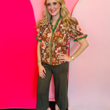 Olive Pintuck Wide Leg Pants
