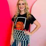 Queen Of Sparkles Black Basketball Net Tee