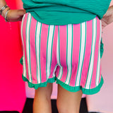 Watermelon Stripes Ruffle Shorts