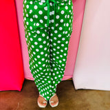 Green Polka Dot Barrel Pants