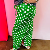 Green Polka Dot Barrel Pants