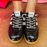 Corky's Heads Up Black Metallic Sneakers